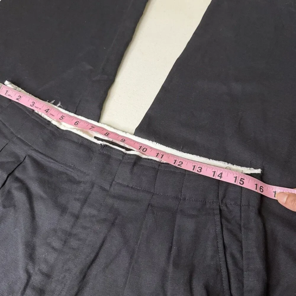 MNG by Mango Black Pleated Trouser Pants Womens 8 Contrast Trim Wide Leg Hi Rise - Picture 5 of 12